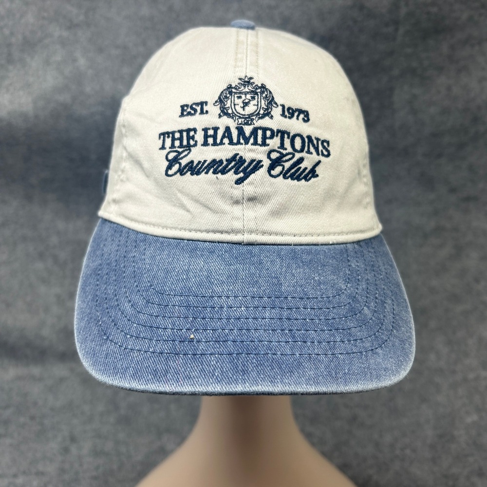 H&M Unisex The Hamptons Country Club Hat M/L Beige Blue Cotton Adjustable